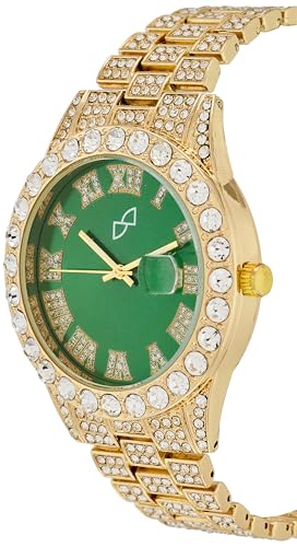 Image of Haute Sauce Women's Embellished Analog Dial with Stainless Steel Strap | Battery Power | Foldover Closure | Quartz Movement | Fashion Wrist Belt Watch for Female and Girls