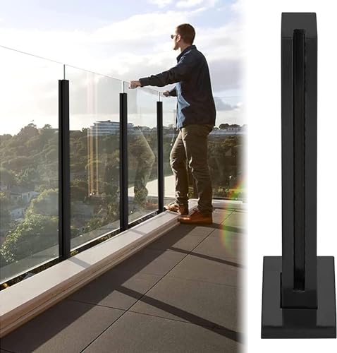 Poste de barandilla de vidrio negro de 85 cm para seguridad en balcones
