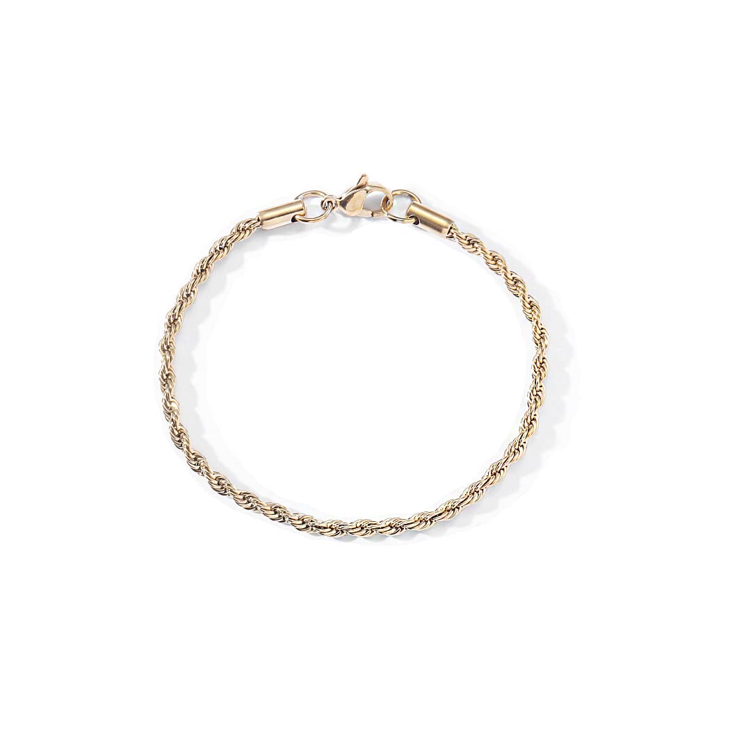 Pingyongchang Clasp Rope Bracelets 3mm Gold Silver Bracelets for women Titanium Steel Rope Chain Link Bracelet for men 7 Inches 8 Inches