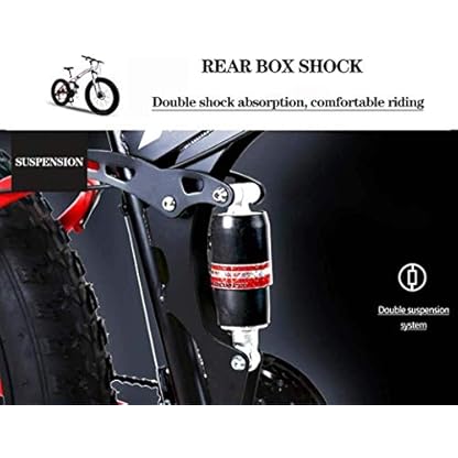 YQCXG Mountainbikes, 20-Zoll-Fat Tire Hardtail Herren-Mountainbike, Dual-Pension-Rahmen und Pension-Gabel, All-Terrain-Mountainbike für Erwachsene, Rot, 27-Gang/Schwarz Rot/21-Gang – Bild 6