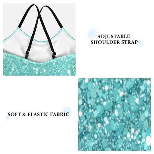 Pigsaly Girls One Piece Swimsuits Light Green Sky Blue Gradient Flashing Glitter Kids Cross Back Swimwear Bathing Suit 3T3