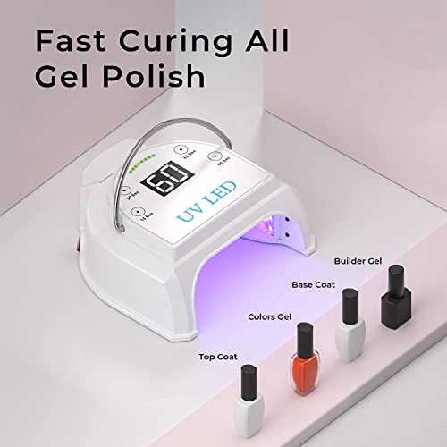 Image of 80W Professional Cordless UV LED Nail Lamp, UV Lights for Nails with 45 Beads and Rechargeable Battery, Portable LED Gel Nail Curing Dryer, Nail Polish Machine for Salon or Home, White