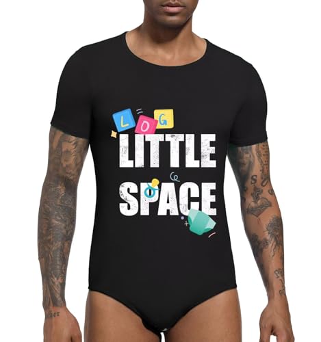 Mens Print Onesie Short Sleeve Romper Pajama One Piece Snap Down Crotch Bodysuit Rompers - Little Space3