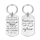 Laluminter Sympathy Gifts for Loss - Forever In My Heart Cousin Memorial Keychain, In Loving Memory Gift Ideas