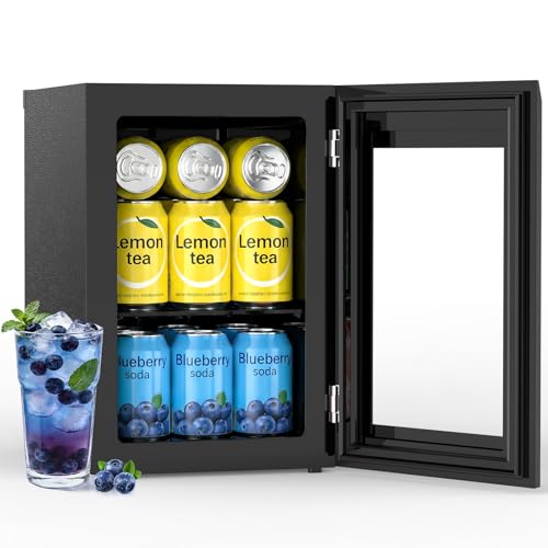 Image of COWSAR Commercial Beverage Refrigerator 24-Can Mini Fridge, Countertop Wine Cooler Small Adjustable Digital Thermostat, LED Light, Freestanding Countertop Drink Refrigerator for Home, Bar & Office