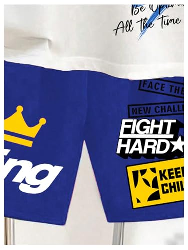 Image of BEAUDRM Boy's 2 Piece Outfits Graphic Crewneck Short Sleeve T shirt and Track Shorts Summer Clothing Sets