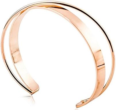 Blabroge Women Fashion Jewelry Glossy Cuff Bangles Opening Double Solid Hand Ring Bracelets Gift