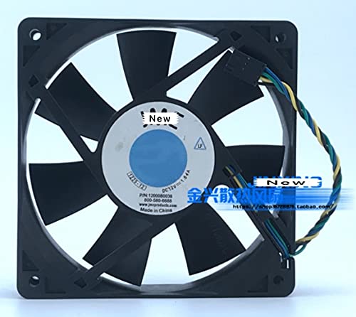 Para Emacro para JMCDaTech 1225-12 12000B0038 DC 12V 1.84A 4.724x4.724x0.984in 4-Wire Server Ventilador de refrigeración