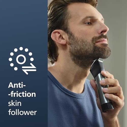 Foto von Philips Bartschneider Serie 9000 Prestige mit SteelPrecision-Technologie, 3-stufige Akkuanzeige, bis zu 120 min Laufzeit / 1 Stunde Ladung, Modell BT9810/15