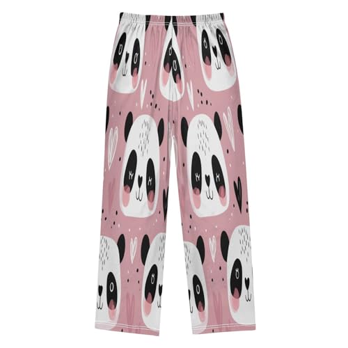 Cute Panda Face Heart Lounge Pajama Pants Soft PJ Bottoms for Sleepwear Ages 6-14 Years2