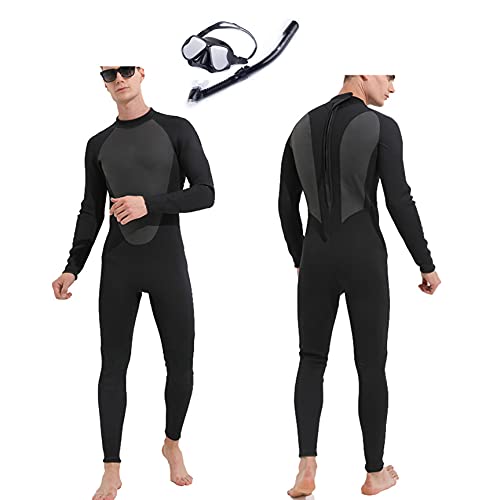 HGYJ Traje de Neopreno de 3 mm para Hombre+Gafas de Buceo,para Pesca submarina,esnórquel,Surf, térmico húmedos de Traje,Black,XL Cover