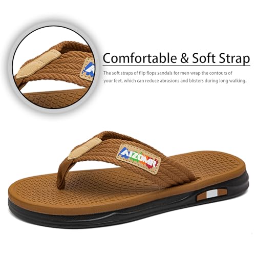Image of Mens Flip Flops Thong Sandals Lightweight Comfortable Summer Beach Slides Soft Cushion Footbed Open Toe Slippers for Pool Showers Dorms Water Friendly Indoor and Outdoor