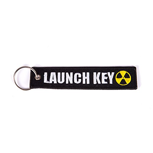 Schlüsselband Launch Key, schwarz weiß gelb Schlüsselanhänger mit Atomsymbol Cover
