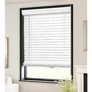 LazBlinds 2-inch Cordless Faux Wood Blinds with Royal Valance, Room Darkening Horizontal Window Blinds, Inside Mount Blinds for Windows – Fit for Window 34.625” W x 36” H – White