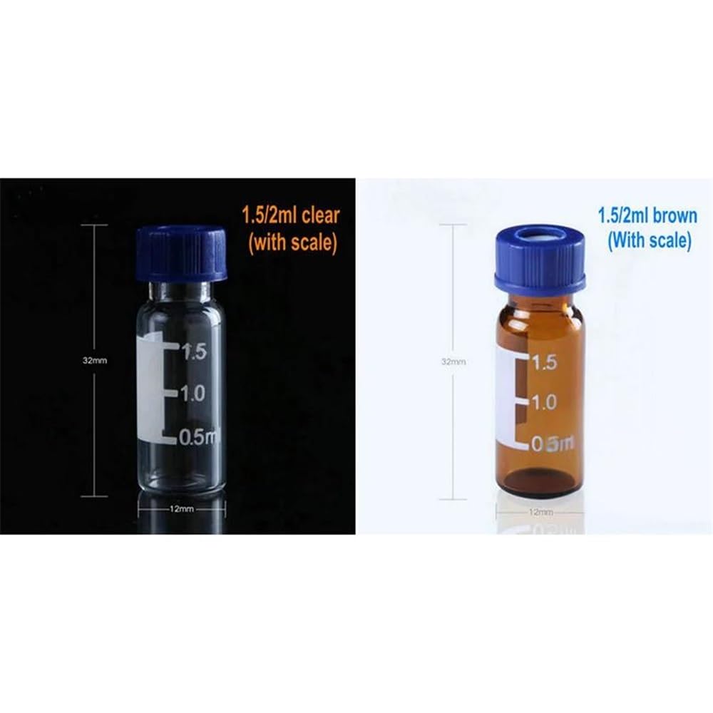 Attrezzature e forniture di laboratorio 100 pz/lotto 2 ml 4 Laboratorio Vetro Trasparente/Marrone Bottiglia di Campione con Tappi Aperti Set