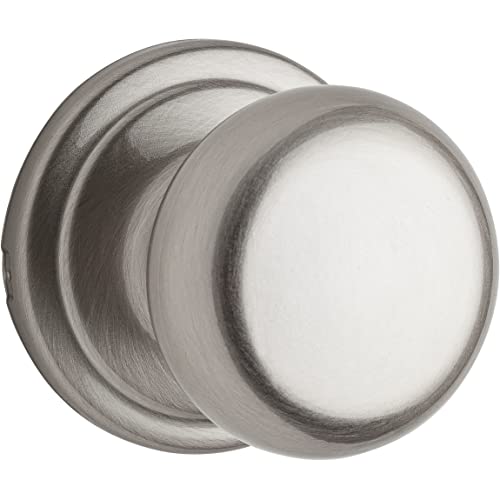 Image of Kwikset Hancock Interior Passage Door Knob, Handle For Closet and Hallway Doors, Non-Locking Doorknob in Satin Nickel, with Microban Protection