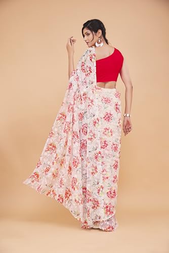 Image of Garden Vareli Summer Roganza Viscose Brasso Floral Print Christmas Special Saree
