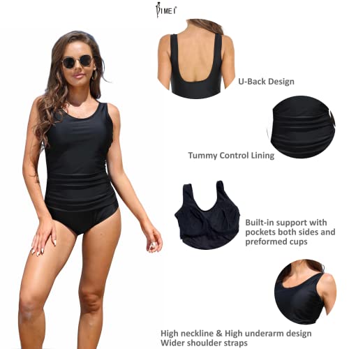 BIMEI Women's One Piece Mastectomy Swimsuit Pocketed Swimwear for Silicone Fake Breast Form 1254