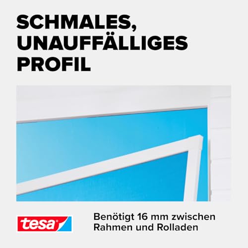 tesa Insect Stop ALU COMFORT Fliegengitter für Türen - Insektengitter mit Aluminium-Rahmen & Clear View - Tür Insektenschutz - Weiß, 100 cm x 220 cm