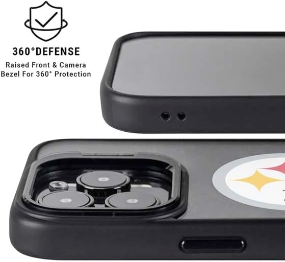 Skinit Kickstand Phone Case Compatible with iPhone 16 Pro - Officially Licensed NFL Pittsburgh Steelers Distressed Design