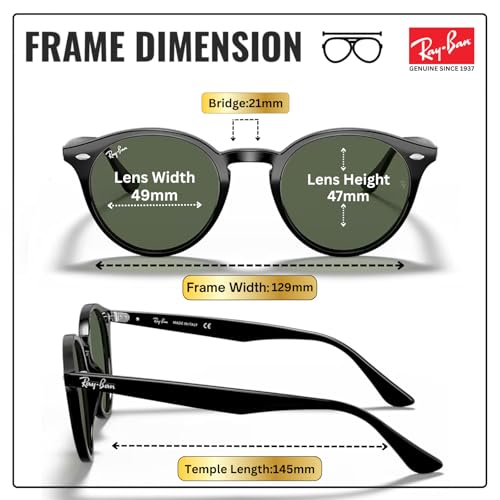 Image of Ray-Ban RB2180 Round Shaped Sunglasses for Men & Women with Official RAYBAN Eyewear Kit