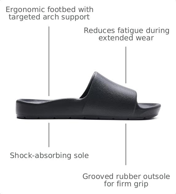 Image of Unisex Arch Support Shower Shoes with Drain Holes Slides | Drain hole,Lightweight,Comfortable,Durability,Sole cushioning,Quick-drying,indoor outdoor wear
