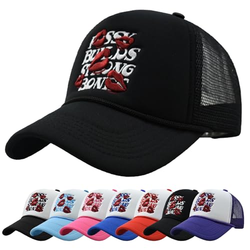 Enwokran Gorra de Béisbol Quirky Bizarre Bordado Hip Hop Gorra de Camioneta Malla Frontal de Espuma con Cierre de Snapback Ajustable en La Espalda Trucker Hat (Negro)