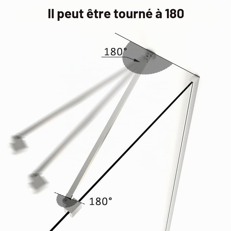 Stabilisateur - Barre d'appui - 50 cm - Pour douche, paroi de douche - En verre - Rotation à 360° - En aluminium - Épaisseur du verre : 5-8 mm - Avec articulation flexible