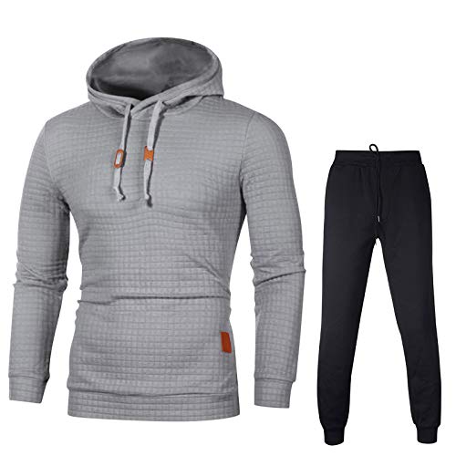 Sweat à capuche gaufré pour homme pull en tricot gris L décontracté