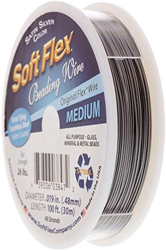 Soft Flex Beading Wire Jewelry Finding, Satin Silver