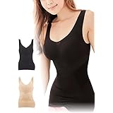 [Lino Ulu] 美バストｘお腹くびれｘ脇肉フラット【着けるだけで24Hボディメイク】 加圧インナー レディース 補正下着 着圧インナー ウエストニッパー タンクトップブラ 加圧タンクトップ (ブラックM)