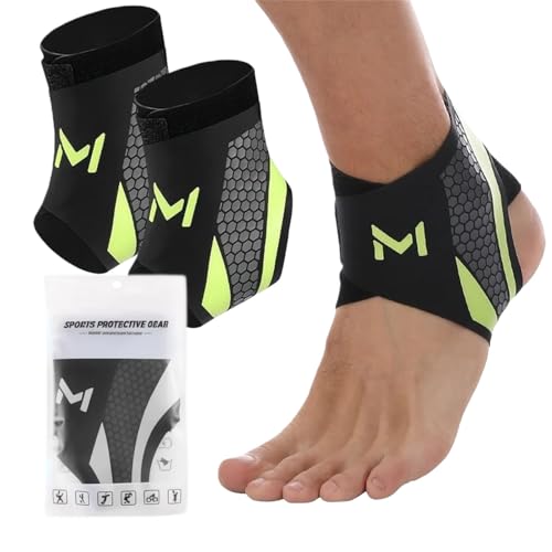 Ankle Support for Women & Men, Adjustable Ankle Wrap for Extra Stability, Compression Ankle Sleeve Support for Running, Basketball, Volleyball - 2 PCS Breathable Ankle Brace for Daily Training(Green)