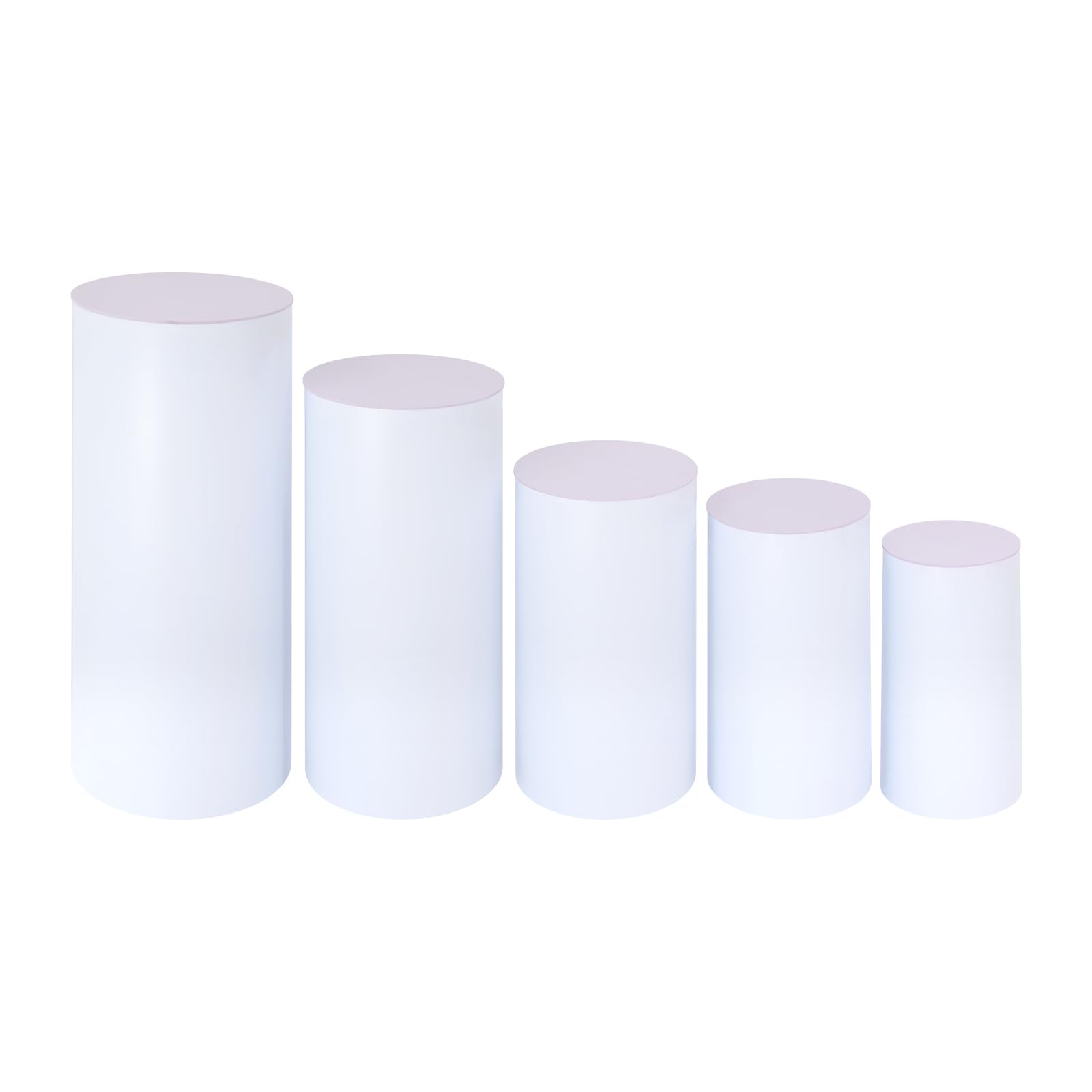 Lot de 3 socles cylindriques blancs pour fête, gâteau, fleurs, décoration de mariage, enterrement de vie de jeune fille, anniversaire (5 pièces, modèle 01)