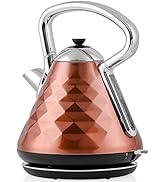 OVENTE Electric Kettle Hot Water Boiler Stainless Steel 1.7 L Automatic Shut-Off 1500W Cleo Colle...