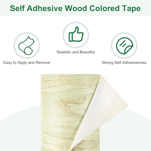 Image of M METERXITY 1-Roll Wood Grain Repair Tape, 3.15in x 15ft Textured Realistic Self-Adhesive Wood Floor Tape Contact Paper for Furniture /Floors /Home [Light Gray Pine]