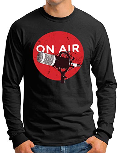 Microphone podcast t-shirt manches longues OM3 ON-AIR look homme studio radio