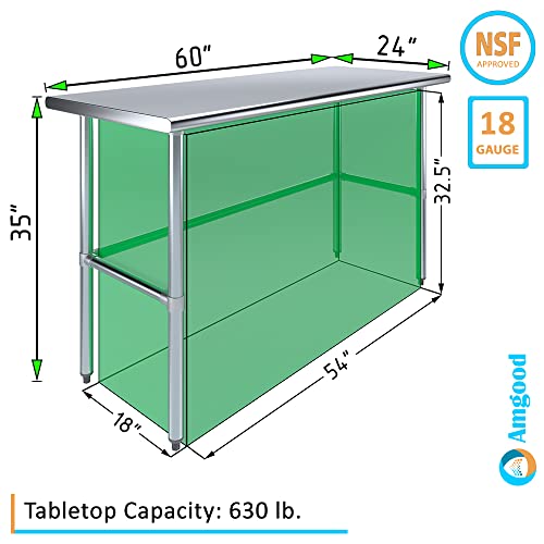Amgood 24" X 60" Stainless Steel Work Table Open Base | Nsf Kitchen Island Food Prep | Laundry Garage Utility Bench #TOP2