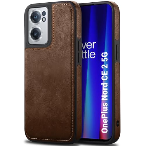 Image of TheGiftKart Genuine Leather Finish Back Cover Case for OnePlus Nord CE 2 5G|Shockproof Design|Raised Edges for Camera & Screen Protection|Stunning Minimalist Cover for OnePlus Nord CE 2, Black