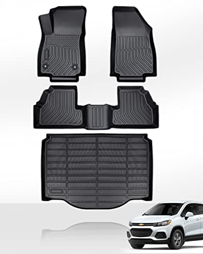 for 2014-2022 Chevy Trax & 2013-2022 Buick Encore Floor Mats Front & 2nd Seat & Cargo Liner 4 Pcs for 2014 2015 2016 2017 2018 2019 2020 2021 2022 Chevrolet Trax & Buick Encore All Weather Accessories