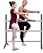 LeStage Ballet Barre - Portable Freestanding Home Double Ballet Barre - Adjustable Height, Foam Protector and Elastic Stretching Strap; Black