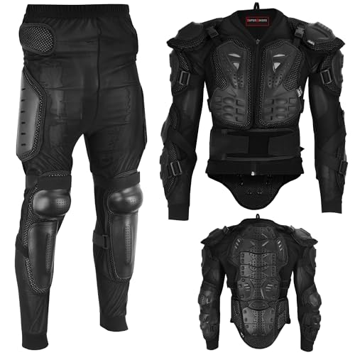 Hive Moto Motorcycle Body Armour Suit Motocross Body Protection Guard Protective Armour Jacket Motorbike Armoured Trouser (Black, L)