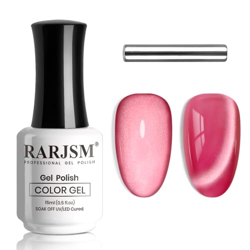 RARJSM Wine Red Ceramic Smoothie Glitter Glass Cat Eye Gel Nail Polish