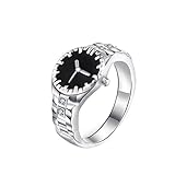 Verpackung umfaßt: 1 Ring Fengteng Kreativ Herren Schmuck Silber Farbe Ringuhr mit Strass Finger Uhr Punk Fingeruhr Uhrenring Geschenk (54 (17.2))