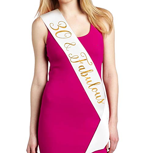 FCAROLYN 30 and Fabulous Birthday Sash - 30 Birthday Gifts - 30 Birthday Sash - 30th Birthday Party