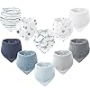 Konssy Muslin Baby Bibs 10 Pack Baby Bandana Drool Bibs 100% Cotton for Unisex Boys Girls, 10 Solid Colors Set for Teething Drooling
