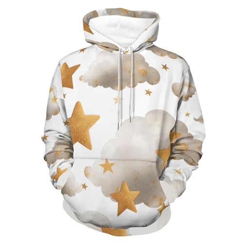 Sweat à capuche dessin animé étoiles nuages pour homme et femme en taille S
