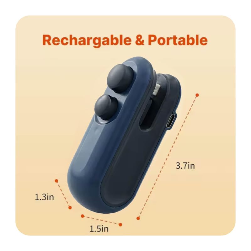 Image of AQAY 2-in-1 Bag Sealer and Cutter, Mini Food Sealer with Magnet Design, Mini Rechargeable Handheld Bag Sealing Machine for Chips Snacks Plastic Bags Fresh Storage Color - Navy Blue