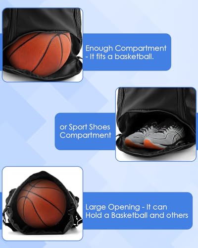 BROTOU Bolsa de deporte, bolsa de fútbol, mochila con cordón, bolsa de deporte con compartimento para zapatos,mochila piscina, bolsa de gimnasio, impermeable, para hombre, mujer, niños, jóvenes - imagen 4