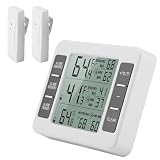 Termometro Frigorifero, Termometro Esterno Termometro Frigorifero con 2 Sensori Wireless con Allarme Acustico per Uso Interno Ed Esterno. Display LCD di Facile Lettura
