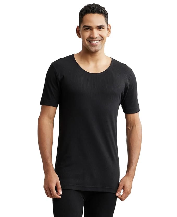 Jockey 2400 Men's Super Combed Cotton Rich Half Sleeved Thermal Undershirt with Stay Warm Technology-picture-39